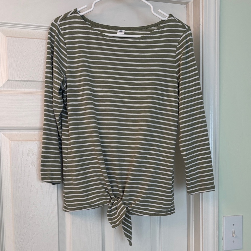 Old Navy Striped Olive Green Women's Top